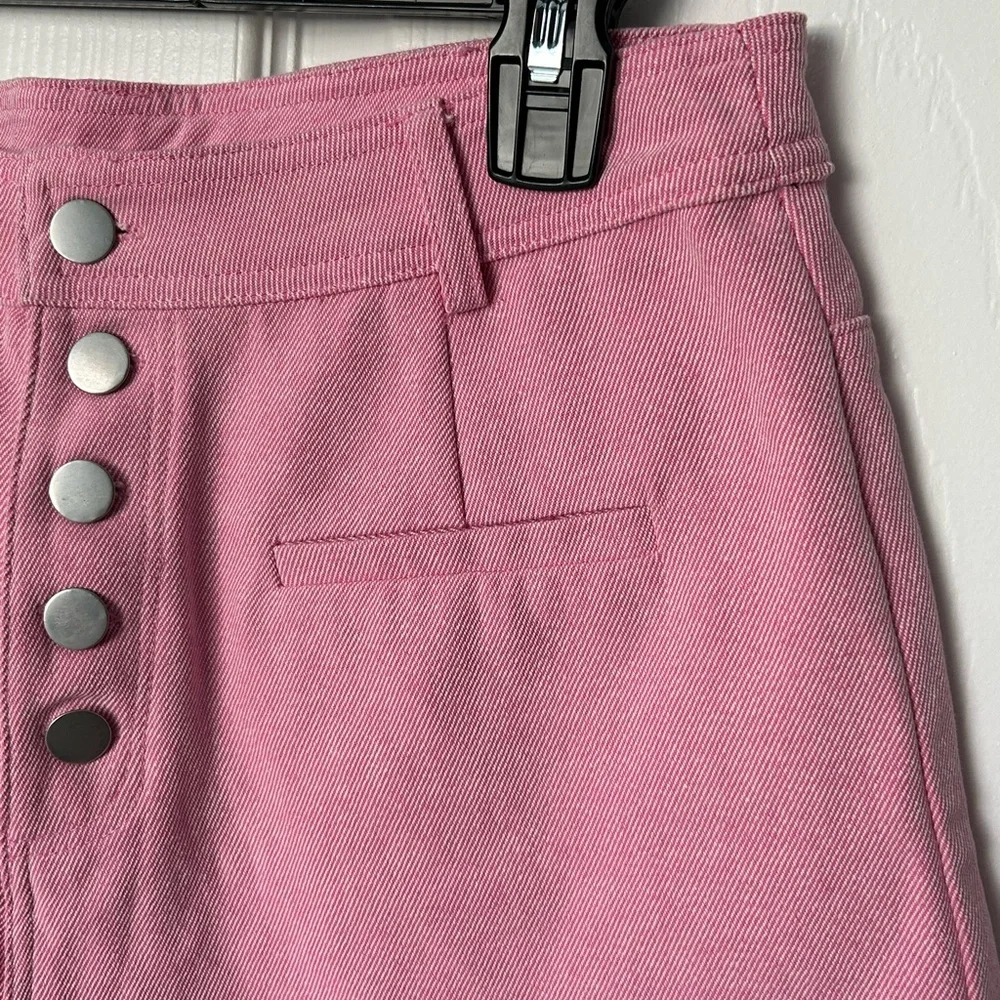 Cloud Ten High Rise Buttonfly Pink & White Pinstriped Denim Short Size L NWT - Picture 5 of 9